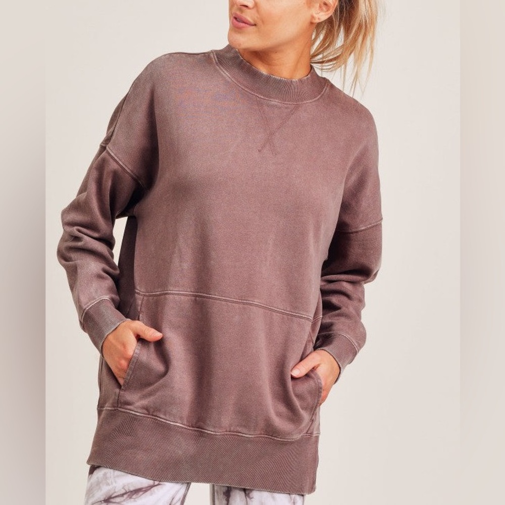 Mono B Mineral Washed Fleece Long Lined Pullover 3xl